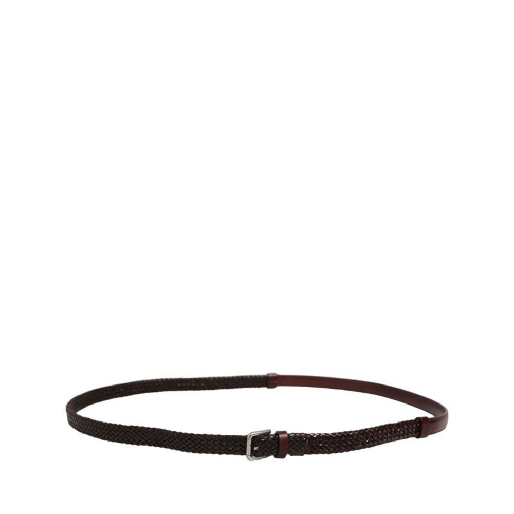 Dolce & Gabbana Dark Brown Woven Leather Metal Buckle Men's Belt